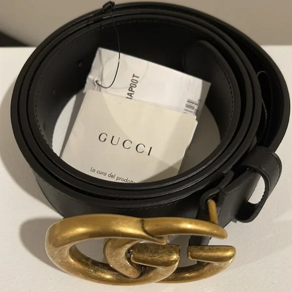 Gucci Black Leather Double GG Belt - Picture 2 of 11